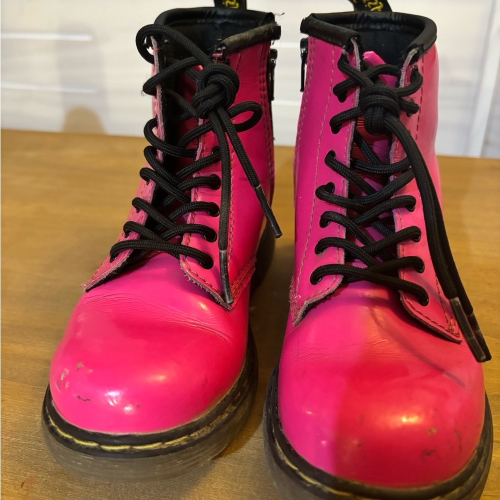 Hot Pink Patent Leather Dr Martens toddler combat boots size 10